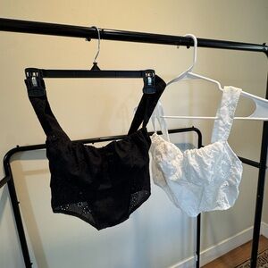 Women's Black and White Eyelet crop top bundle.